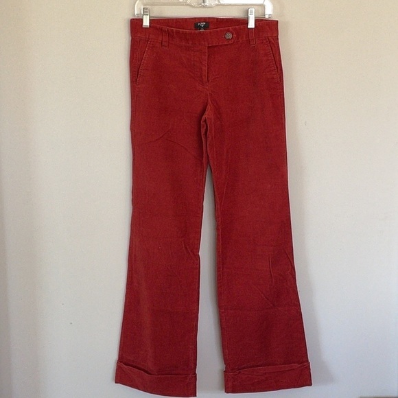 J. Crew Red Corduroy flare leg trousers size 2 - Picture 1 of 12